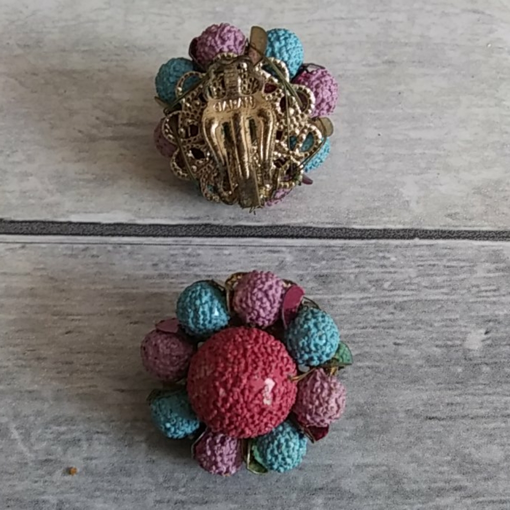 Lot 6 pr Earrings & 1 Pin Purple Costume Vtg - Picture 6 of 8